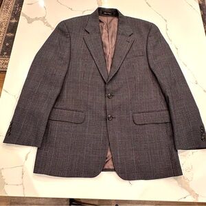 Lauren Ralph Lauren Mens Gray Plaid Wool Blazer Size 42R Sport Coat Jacket